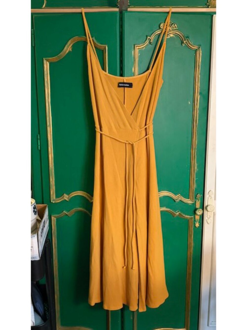 REFORMATION mustard yellow Midi Wrap Dress, size M